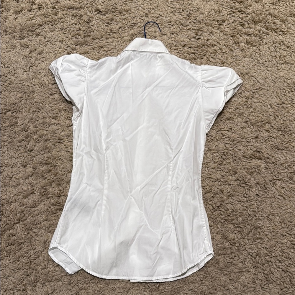 Ralph Lauren Black Label Ruffle Cap Sleeve White Blouse Women’s Small - Picture 6 of 9